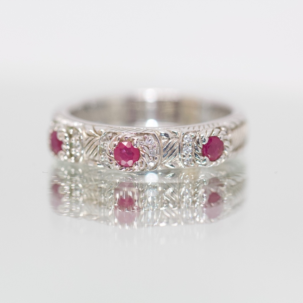 My Judith Ripka 925S White Topaz And Rubies Ring